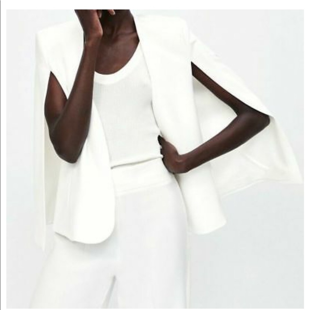 White cape blazer